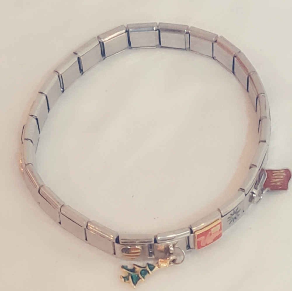 Lauren G Adams Italian Charm Bracelet Stainless Steel Travel Theme Charms